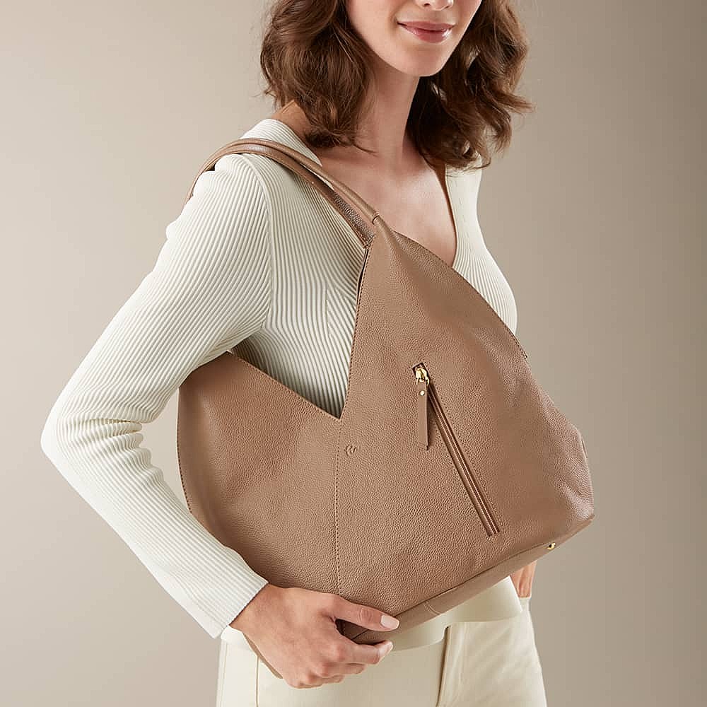 Sac en Cuir Praline Tulipe