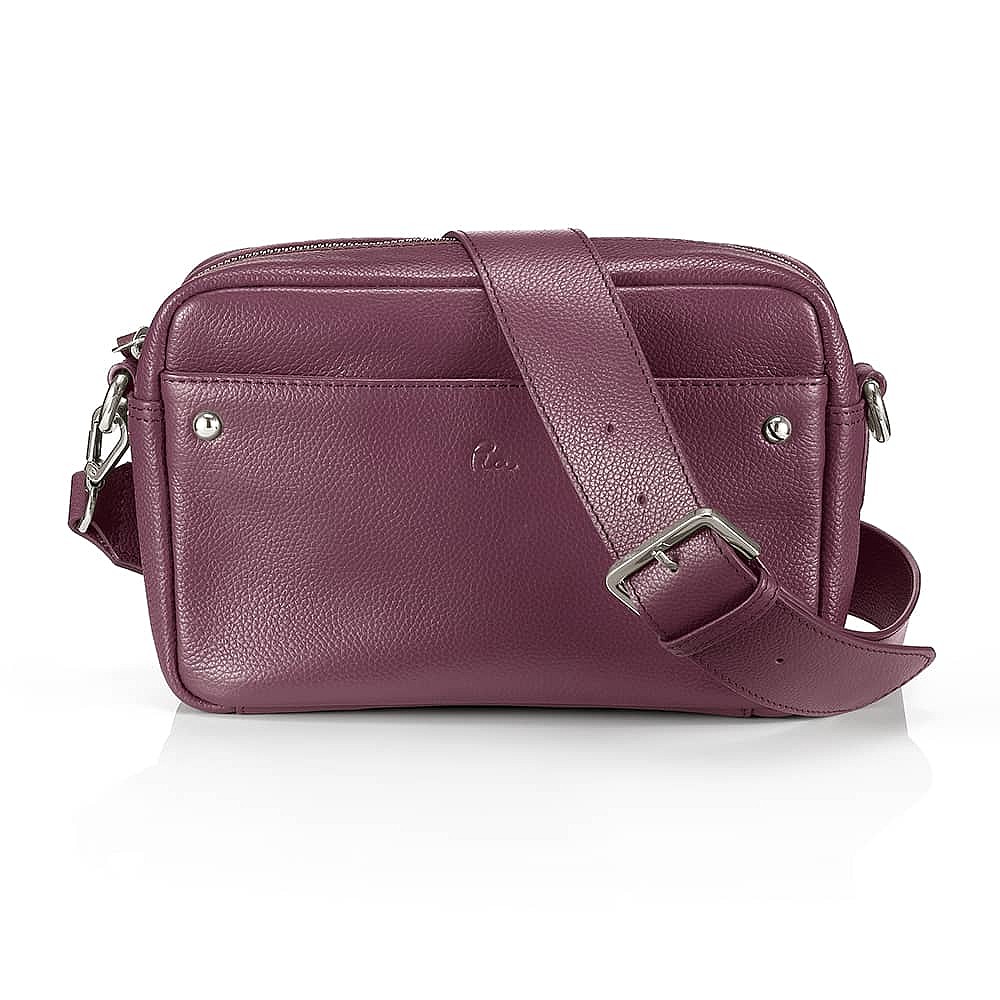 Sac Bandoulière en Cuir Violet Doucement