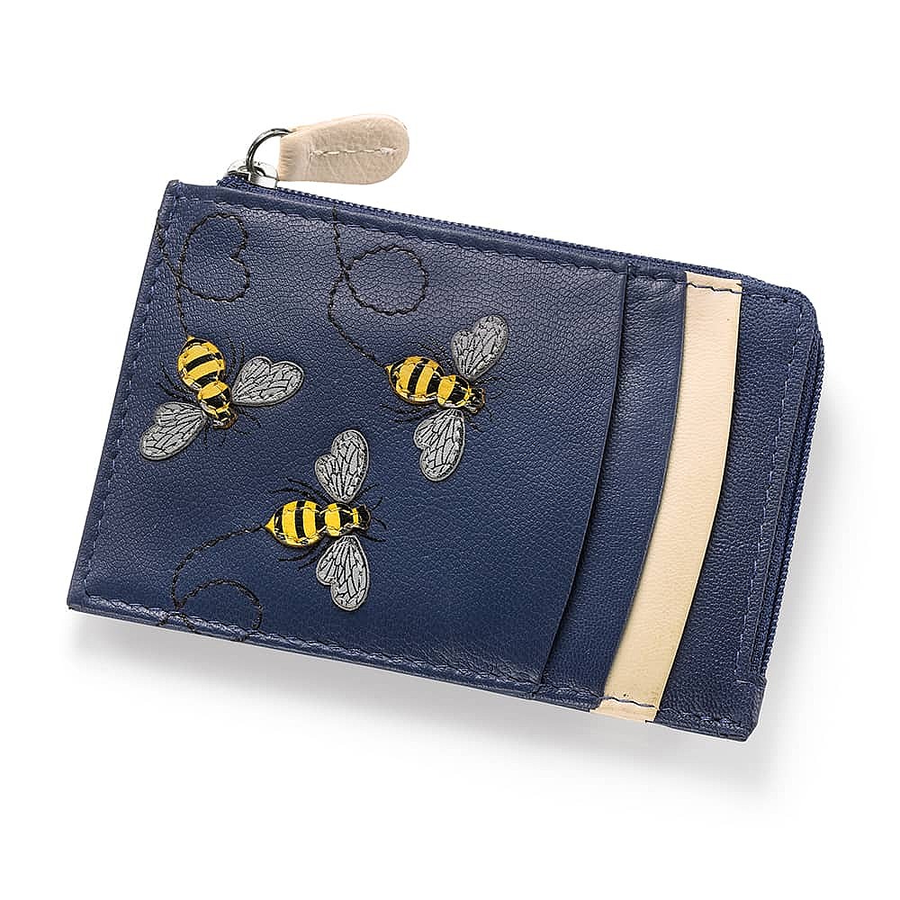 Porte-cartes en Cuir Marine Bonheur d’Abeille