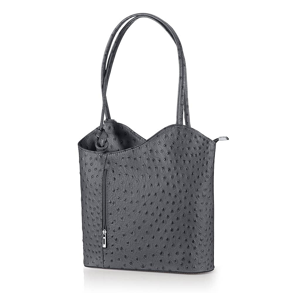 Sac en Cuir Gris Élégamment Gaufrés