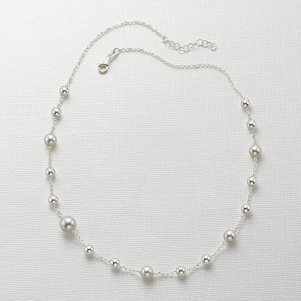 Collier en Argent Ponctué d’une Perle