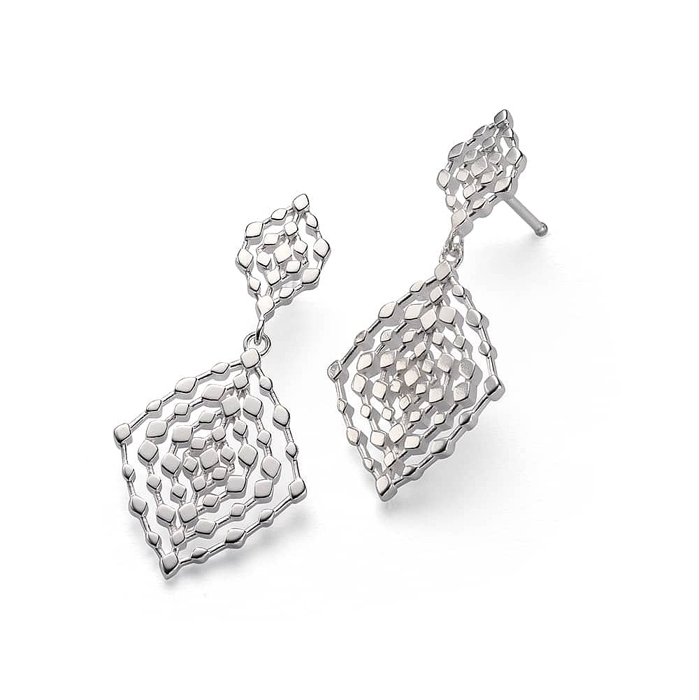 Boucles d'oreilles en Argent Géométrie Tissée