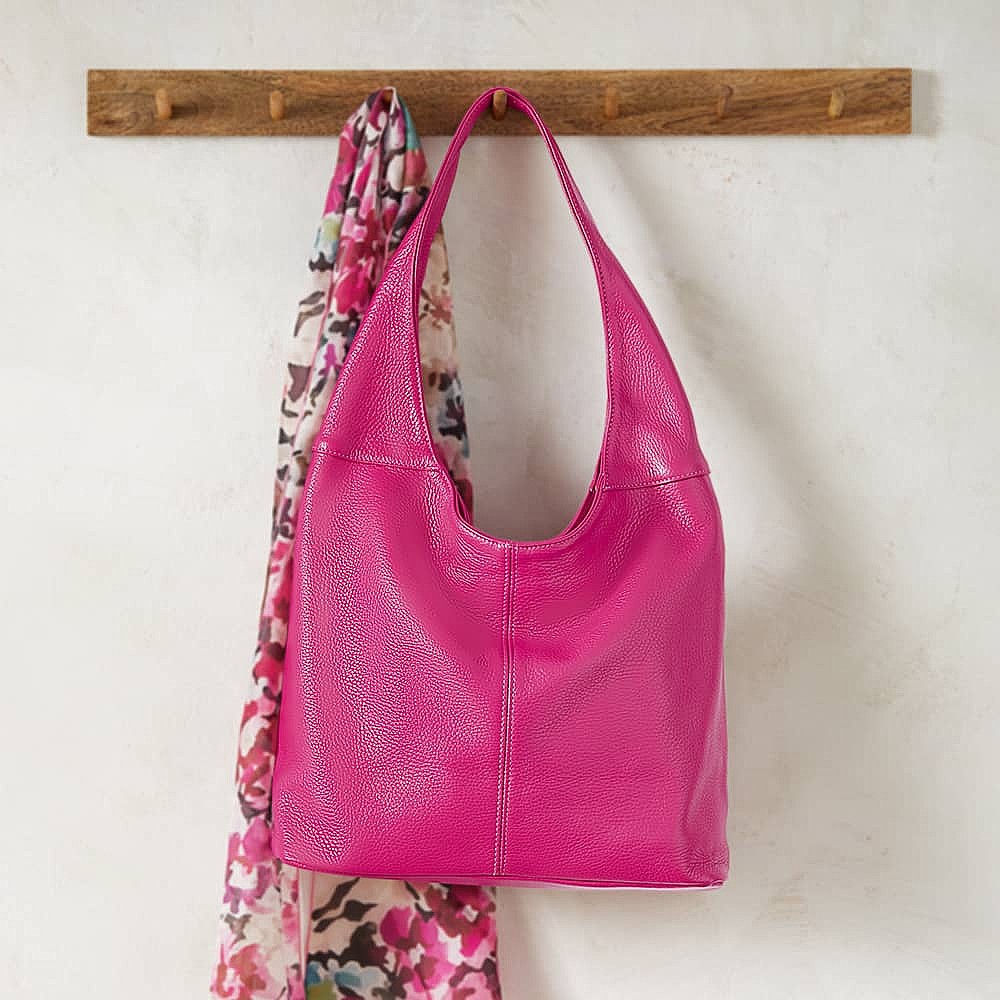 Sac en Cuir Fuchsia À Fleur de Peau