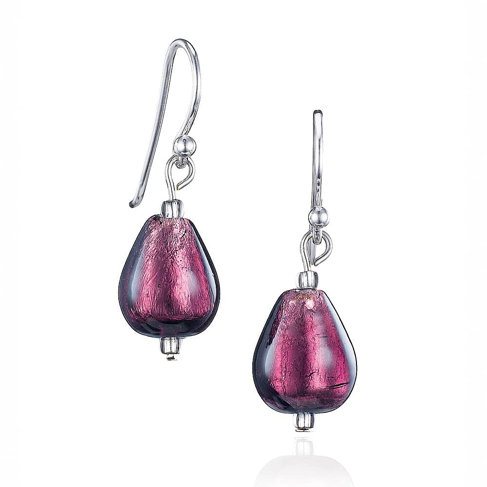 Boucles d’oreilles Murano Passionnément Pourpre