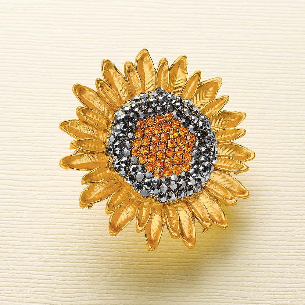 Broche pour homme à fleur poivre et sel, En stock!